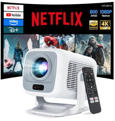 Smart Vidéoprojecteur Compatible 4K, Netflix Ready HiFi Audio Projecteur