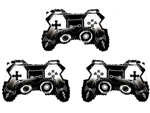 3Pcs Video Game Controller Balloons/Boys Teens Player Birthday Party Supply/Video Game Foil Balloon for Kids Player Geek Party Decor/Level up Gaming Party Background Photo Props (Black)