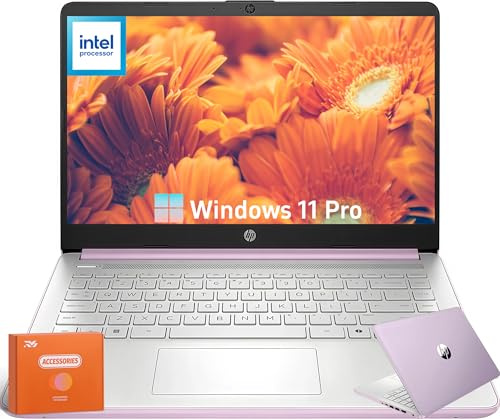 HP 2025 Laptop, Intel 4-Core N150(Beats N4120), 14 LED 250 nits, 16 GB RAM, 384 GB Storage(128GB UFS+256GB Micro SD), Webcam, WiFi, HDMI, Win 11 Pro, Microsoft Copilot, Honey Lavender, w/Accessories