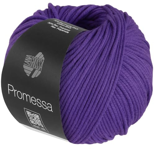 LANA GROSSA Promessa | Weich gefülltes Schlauchgarn aus Bio-Baumwolle und Polyamid | Handstrickgarn aus 70% Bio-Baumwolle & 30% Polyamid | 50g Wolle zum Stricken & Häkeln | 125m Garn FB 34