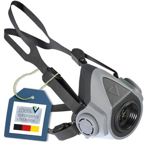 BARTELS RIEGER BariMask HF Silkon Halbmaske – Hautfreundliche Atemschutzmaske mit Doppelfilteranschluss, wiederverwendbar, ergonomische Passform