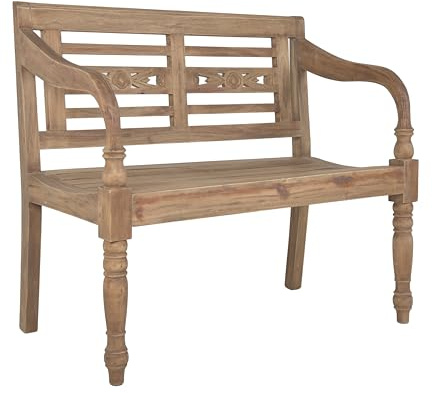 DELUKE Gartenbank Tomas 2-Sitzer - 100cm Breit, Mahagoni, Hellbraun | Terrassenbank Wetterfest Sitzbank Outdoor Bank