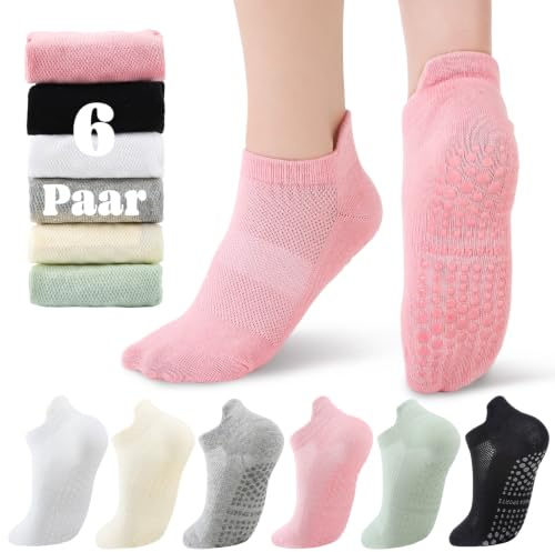 kodinsiivous Sneaker Sportsocken Damen 36-40, Rutschfeste Yoga socken | Grip Pilates Socken Stoppersocken 36-40, Antirutschsocken mit Noppen für Yoga,Pilates Reformer,Fitness,Zuhause&Krankenhaus