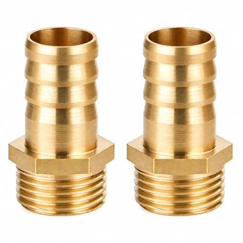 QZKJQDD 2 Stück 16 mm Messing Schlauchtülle Hose Barb Fittings, 3/4 Zoll Schlauchnippel Verbinder Messing, Rohr Adapter, Schlauchtülle für Wasser, Gas, Luft