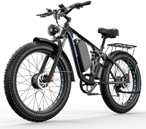 OZYVO Velo Electrique Double Moteur 26, VTT Electrique Adulte, Batterie Lithium 52V 23AH, Autonomie 130km (Mode Mono) / 80km (Mode Double), Charge Maximale 150kg, Écran LCD, Femme Homme