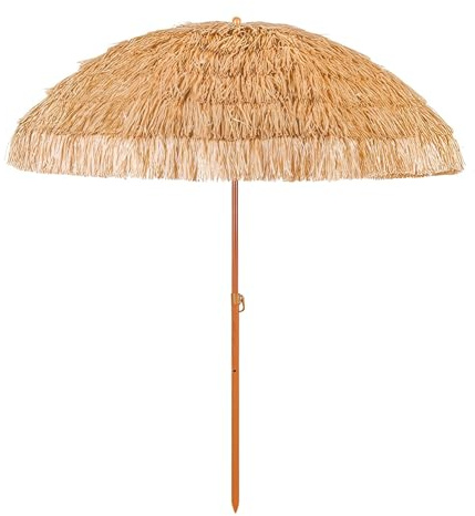 Genérico Sombrilla de playa tropical Tiki con inclinación, 160/200/240 cm parasol paja redonda hawaiana con 8 varillas, para exteriores, picnics y el jardín(160cm/5ft)