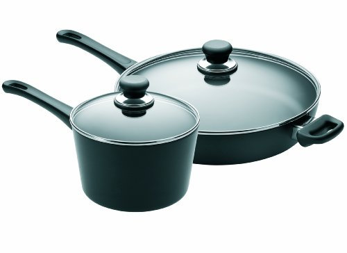 Scanpan Klassische Keramik-Sautépfanne mit Deckel, Titan, 27,9 cm, mit 2 Quart Stielkasserolle