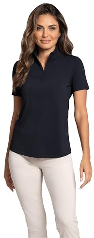 IBKUL Athleisure Wear Sun Protective UPF 50+ Icefil Cooling-Short Sleeve Mock Neck-87000 Black/Solid/L