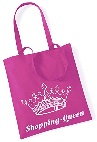 handmade-in-nb by ComProjekt Foto Baumwollbeutel TASCHE Bag - Shopping-Queen pink - witziger Spruch (lange Henkel)