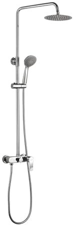 Kibath 401221 Columna Monomando extralarga Can Tubo Extensible Regulable en Altura de 100 a 150 cm. Ducha de Mano para hidromasaje y rociador Redondos. Recambios garantizados, Cromo Brillo