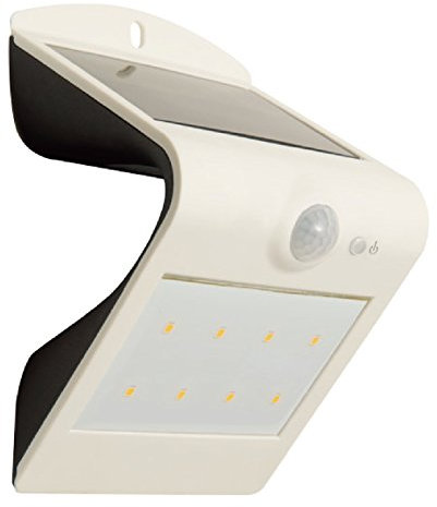 Luceco Solar Powered LED Outdoor Wall Light with PIR Motion Sensor, Security Light, Exterior Lighting, Curved Design, Adjustable, Guardian, White, IP44, 1.5W, 220lm, 4000K, LEXS22W40