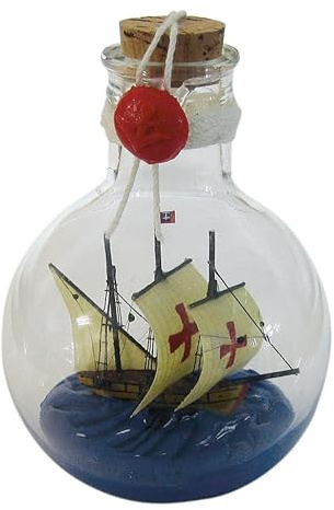 Sea-Club Flaschenschiff - Santa Maria Buddelschiff Glas/Holz/Messing Ø=8cm