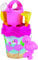 Simba 107114406 - Flamingo Eimergarnitur, 6 Teile, Eimer, Sieb, Sandform, Schaufel, Rechen, Gießer, Höhe 16cm, Durchmesser 17cm