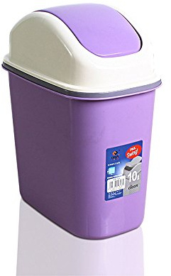 OUUD Crazy Shop Plastic Swing-Top Waste Can Trash Can with Swing Lid, 2.2 Gallon /10L (Purple)