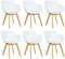 DORAFAIR 6er Set Sessel Skandinavisch Wohnzimmerstuhl Modern Esszimmerstühle mit solide Buchenholz Bein, Retro Design Stuhl für Büro Lounge Küche, Weiß