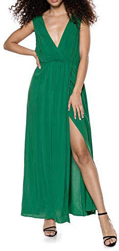 IVYREVEL Women's Maxi Dress with slit Party (Verdant Green 344), 10 (Size:38)