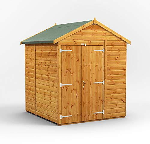 POWER High Grade Premium Apex Wooden Shed with Double Door, Security Features, Door Flexibility, made from Extra Thick Timber (Windowless)