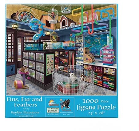 Puzzle SunsOut - Fins, Fur and Feathers, 1.000 piese (Sunsout-31510)
