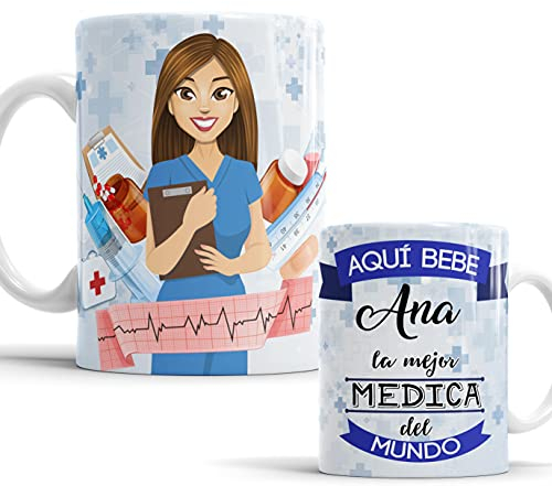 Taza Personalizada para la Mejor Médica del Mundo - Cerámica, Regalo Original, 11 oz / 330 ml