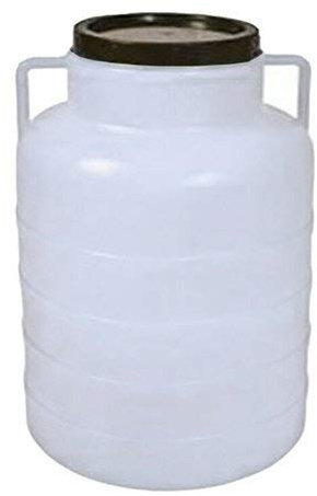 KS24 Barril de boca ancha, 10 litros, color blanco, tapa de rosca, barril de mosto, zumo de agua, asa de plástico, barril de plástico