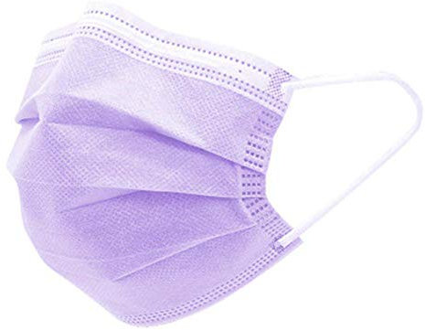 Unbr 50 Pezzi di Protezione USA E Getta, con Orecchini, Antipolvere, 3 Strati di Protezione (Viola)