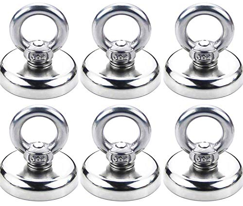 Aoligei Magnethaken, Neodym-Magnethaken, magnetisch, mit Haken, leistungsstark, 40 kg, Durchmesser 32 mm (6 Pack)
