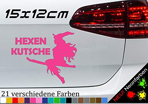 Aufkleber Hexenkutsche Tattoo Car Sticker Witch Broom Spruch funny Drude 15x12cm in 21 Farben