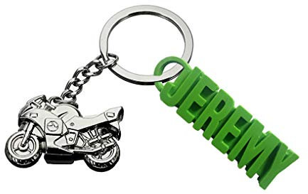 Publisit Porte-Clés Moto Personnalisé avec Votre Prénom, Moto en Métal, Porte Clé pour Homme et Femme, Motard, Biker (Argenté)
