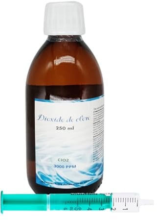 Dióxido de cloro 3000 ppm (250 ml) | CDS | CDL | Máxima calidad | Fabricado en España | Botella de cristal de topacio | Envío 24h GRATIS
