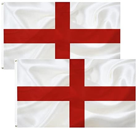 2pcs England FLAG St George's Cross Flag 3x5 Ft-90x150cm England National Flags Indoor/Outdoor Quality Polyester with Vivid Color and Brass Grommets Decorations (2)