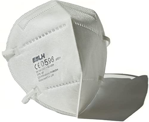 IlGruppone 60 Mascherine FFP2 Certificate CE a 5 Strati protettivi, in Diversi Colori, Confezionate singolarmente, ergonomica e sicura, Bianche Nere e Grigie - Bianche