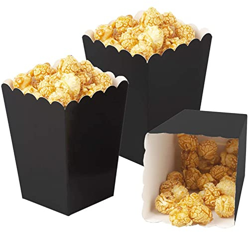Vsosfiza Schwarz Popcorn Tüten,Mini Papier Popcorn Boxen Schwarzer/Popcorn Tüten für Weihnachten Party Geburtstag Hochzeit Geschenk(12 Stück)
