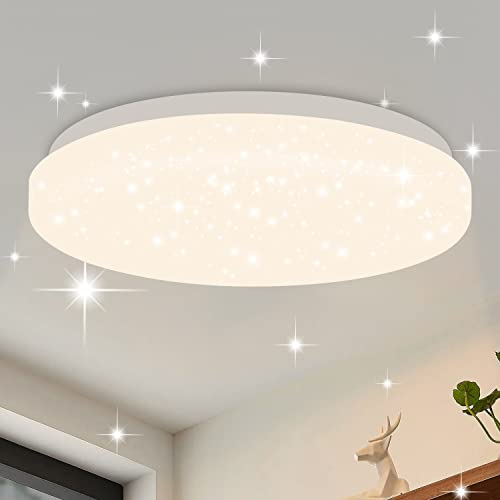 ZMH Deckenlampe Led Deckenleuchte Flur - 15W Sternenhimmel Schlafzimmerlampe Modern Design Neutralweiß Flurlampe Glitzer Küchenlampe Rund Deckenbeleuchtung für Schlafzimmer Küche Kinderzimmer