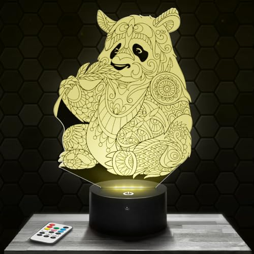 Nachttischlampe - Touch-Nachtlicht Panda tier mandala 3D-LED-Lampe Illusion, Geschenkidee Weihnachten Geburtstag Junge und Mädchen Nachttischlampe Kinder- oder Erwachsenenzimmer