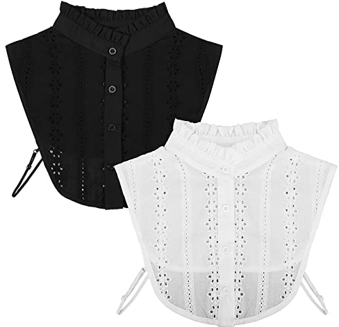 TAGVO 2 Stücke Frauen Kragen Krageneinsatz Damen, Fake Collar Detachable Collar Abnehmbare Hälfte Shirt Bluse Damen Blusenkragen Einsatz für Damen Gefälligkeiten (Weiß+Schwarz)