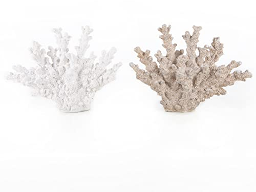 Logbuch-Verlag 2 künstliche Korallen Deko Figuren weiß + braun 27 cm Maritime Dekoration Badezimmer