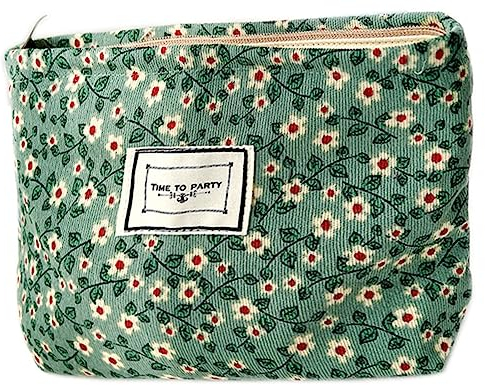 Kosmetiktasche klein für Handtasche Cord Stoff Kulturtasche mit Reißverschluss,Tragbare Reise Schminktasche für Mädchen Damen Kulturbeutel für Kosmetik Small Makeup Bag