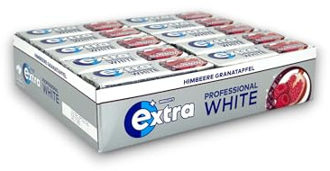 Extra Professional White Kaugummi | Himbeere-Granatapfel | 10 Stück je Sorte - 420g - (30 x 10 Dragees) (Himbeer-Granatapfel)