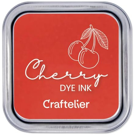 Craftelier - Stempelkissen auf Wasserbasis | Metallbox mit starkem Verschluss | Acryl- oder Gummistempel und poröse Oberflächen | Stempelgröße: 4 x 4 cm - Kartongröße: 6,3 x 6,3 cm | Farbe: Cherry