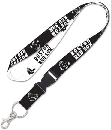 Boston Red Sox Schlüsselband mit abnehmbarer Schnalle, 2,5 cm, Schwarz/Weiß