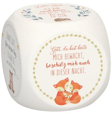 Butzon & Bercker Gebetswürfel Gute Nacht, Kleiner Schatz mit Abendgebeten aus Buchenholz, farbig geprägt, christliches Geschenk zur Erstkommunion, Einschulung oder als Einschlafhilfe für Kinder