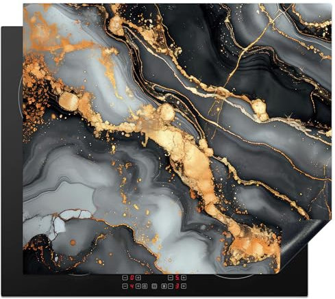 KitchenYeah© Induction Hob Protector Mat 20.5x23.2 / 59x52 cm Stove Cap Top Cover Kitchen Cooker Covers for Electric Hobs Vinyl Marble - Gold - Grey - Black - Texture