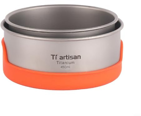 SPORTARC Cuenco de titanio puro para exteriores, cuenco de camping con alfombrilla aislada, vajilla portátil al aire libre, taza de agua, ollas, cuencos, utensilios de cocina (450 ml)