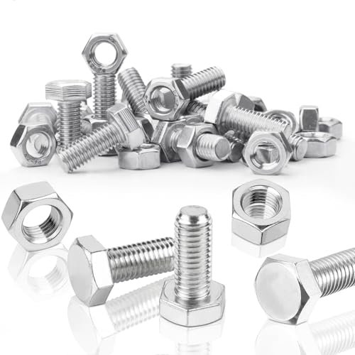 SWTYExt 50 Sätze Sechskantschrauben M6 x 10 mm Bolzen und Sechskantmutter Set DIN 933 / ISO 4017 Edelstahlschrauben A2 V2A Außensechskant Vollgewinde Schrauben mit Metrischem Maschinenschrauben