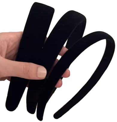 Goiern 3 cerchietti da donna in velluto nero, solido, semplice, per ragazze, larghi, medi e sottili, da donna, alla moda, per donne e ragazze