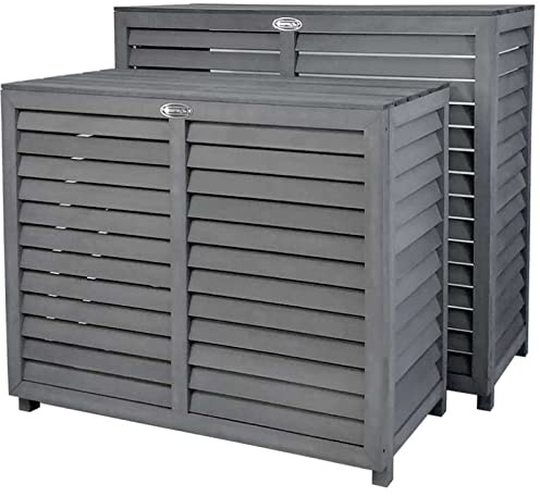 COFFRE CLIM - Cache Climatiseur Extérieur Bois Composite Imputrescible PELICAN - Caisson Climatisation Anti-Insectes et Moisissure, Montage Facile - Conception Française - Couleur Gris - Taille S