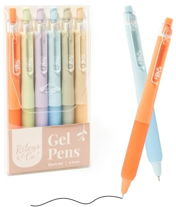 Rileys & Co. Ästhetische Gelstifte, Schwarz, feine Spitze, 0,5 mm, wischfest, 6 Stück