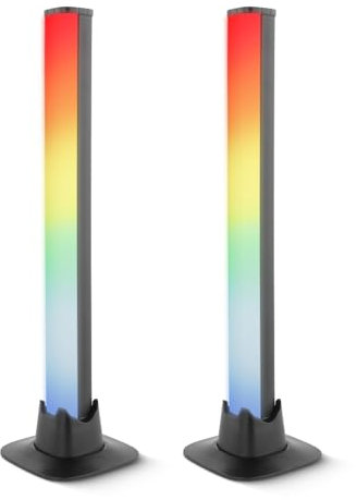 MeLiTec RGB Tischlampe LED, Smart Home App-steuerbar, 2er Set, Musiksensor und RGB-Lichteffekte, USB betrieben, Modernes Design, Schwarz