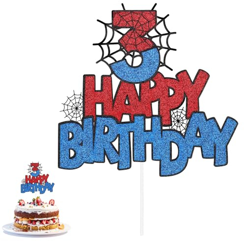 Spinnen Tortendeko Kuchenaufsatz, Doppelseitiger Spinnen Kuchenaufsatz Kuchendekorationen Superhelden Tortendeko Geburtstag Kuchenaufsatz Geburtstag für Jungen und Mädchen(Nummer 3)