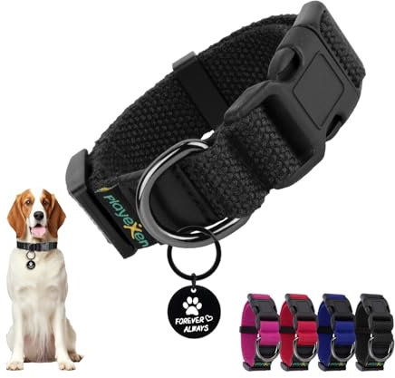 Welpenhalsband Welpen Halsbänder Verstellbares 20-30cm für Kleine Mittel Hunde Katzen Welpen Weiches Baumwollmaterial Hundehalsband mit Abnehmbaren Hundemarke für Training Ausführen（Schwarz-XS）